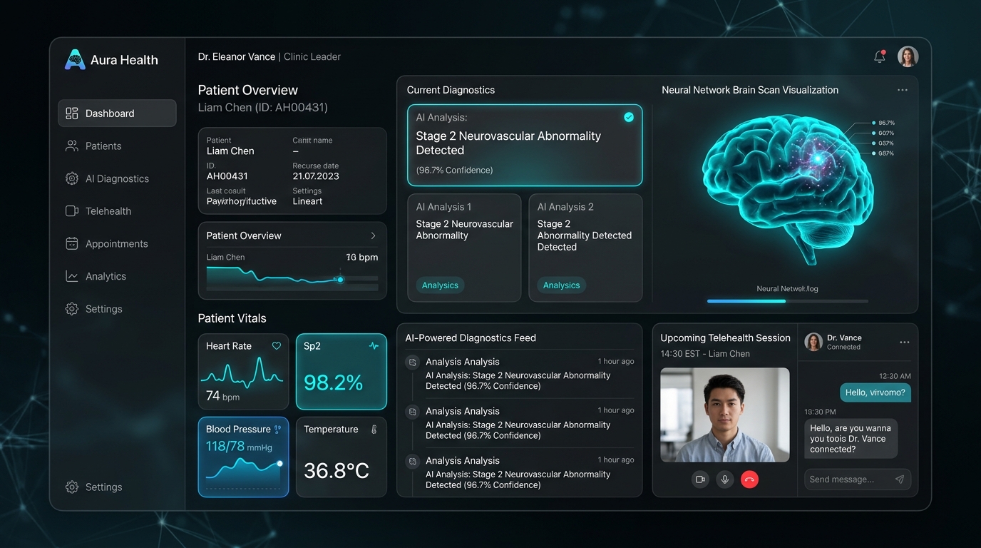 Aura Health AI Diagnostics Platform UI interface